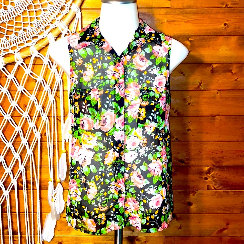 Floral Button Down Blouse- Small